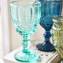 Set Of Four Vintage Embossed Coloured Wine Glasses, thumbnail 2 of 10