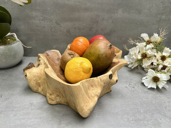 30cm Handmade Wooden Root Bowl – Balinese Gamal Wood, 7 of 12
