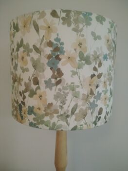Watercolour Floral Lampshade Blues Yellows Handmade Fabric Drum Lamp Shade Table Floor Or Ceiling Pendant, 9 of 10