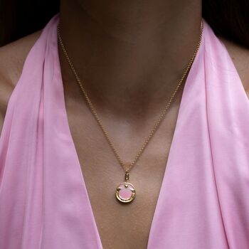 Follow Your Heart Pink Enamel Coin Necklace, 2 of 12