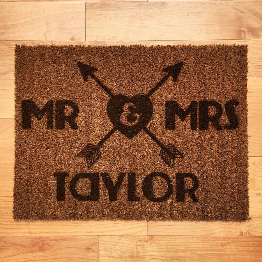 personalised couples doormat by laser made designs