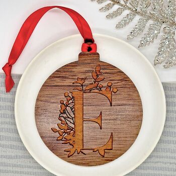 Personalised Botanical Wooden Initial Bauble, 5 of 8