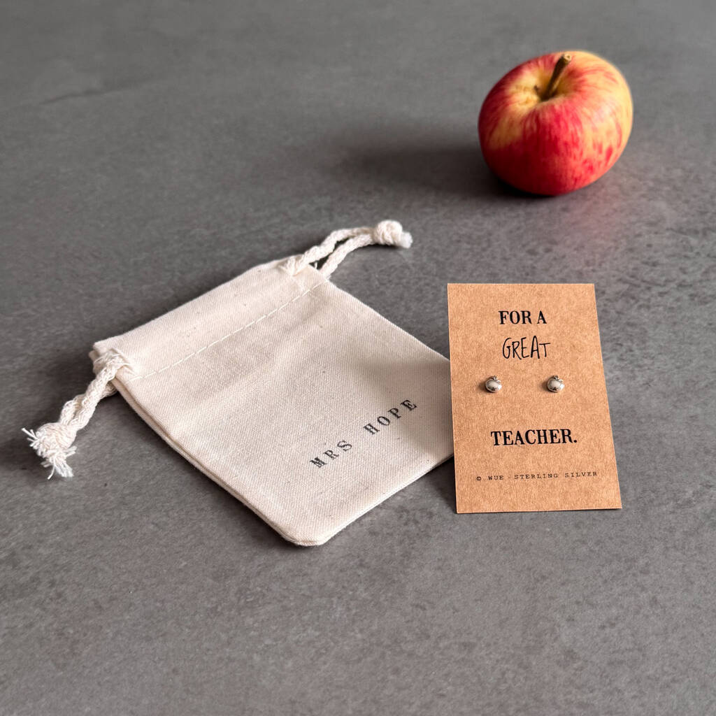 Great Teacher Sterling Silver Apple Earrings, 1 of 10