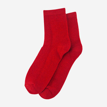 Pure Cashmere Luxury Ankle Socks Ethically Sourced Red, 2 of 3