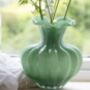Bethany Green Glass Vase With Frill Rim, thumbnail 2 of 4