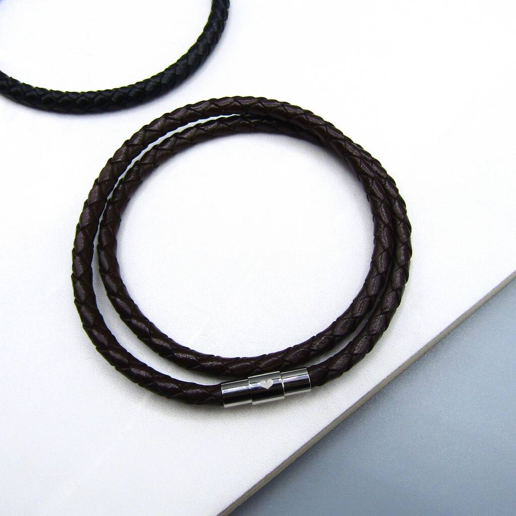 Men's Love Heart Woven Leather Bracelet, 1 of 5
