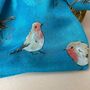 Watercolour Robins Print Scarf In Turquoise, thumbnail 3 of 3