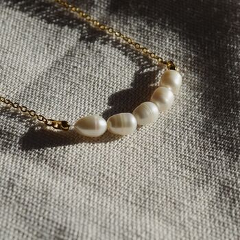 Five Pearl Necklace Gift 18 K Gold Freshwater, 5 of 6