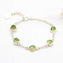 Peridot Round Gemstone Silver Bracelet And Earrings Set, thumbnail 4 of 5