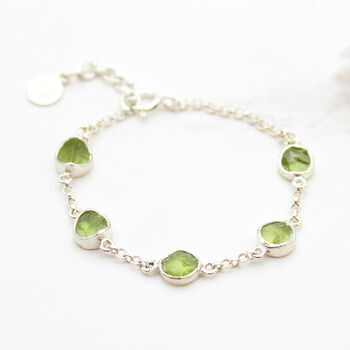 Peridot Round Gemstone Silver Bracelet And Earrings Set, 4 of 5