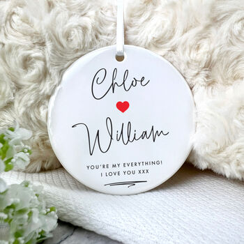 Couples Ceramic Disc Hanging Decoration Bauble + Gift Box, 3 of 6