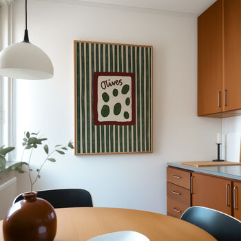 Olives Striped Kitchen Wall Art Print, 6 of 8