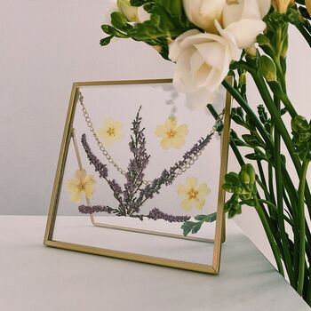 Heather Primrose Pressed Flower Gold Glass Frame, 3 of 4