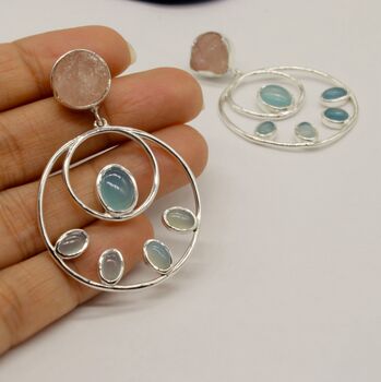 Rose Quartz Aqua Chalcedony Earrings, 2 of 5