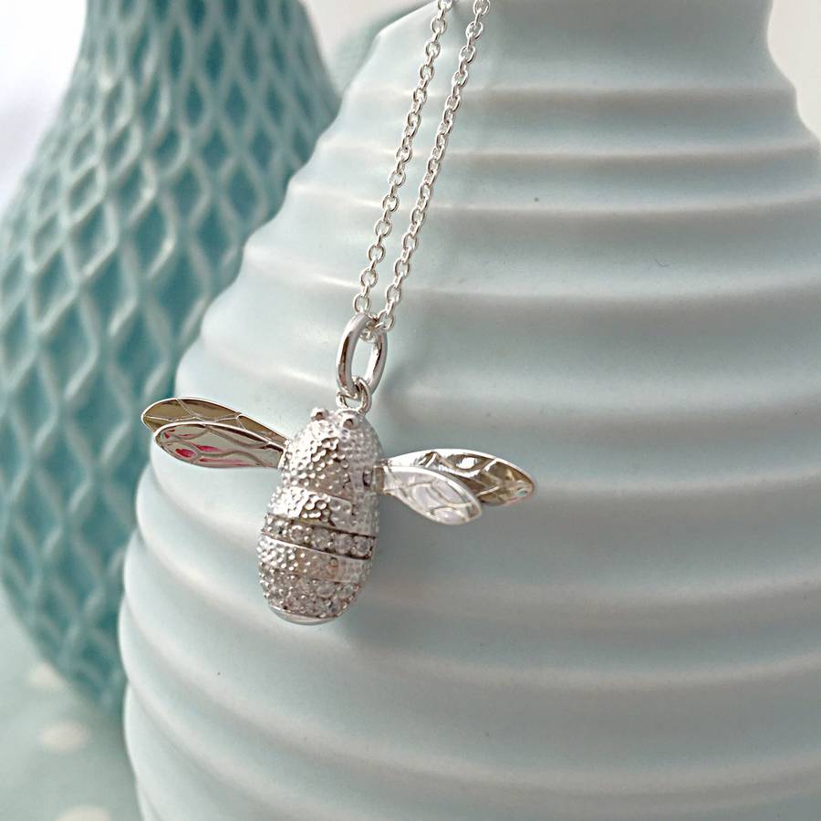 Henryka Collana Argento 925 Con Ape E Ambra Baltica – Ciondolo 20 Mm – Gioiello Regalo Per Donne