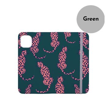 Leopard Wallet Phone Case, Black And Green, 4 of 6