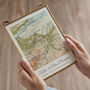 Personalised New Baby Vintage Map Stitch Heart Print, thumbnail 2 of 10