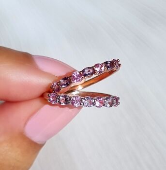 Pink Sapphire And Pink Amethyst Half Eternity Band, 2 of 12
