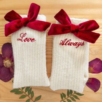 Valentines Personalised Cashmere Bed Socks Gift For Her, 2 of 4