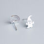 Sterling Silver Ghost And Pumpkin Stud Earrings, thumbnail 5 of 8