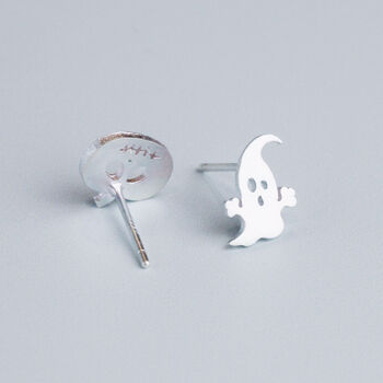 Sterling Silver Ghost And Pumpkin Stud Earrings, 5 of 8