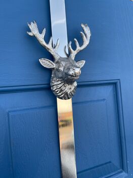 Highland Stag Chrome Silver Finish Wreath Hanger, 2 of 8