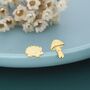 Mismatched Mushroom And Hedgehog Stud Earrings In Sterling Silver, thumbnail 5 of 10