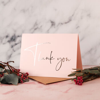 Gold Foil Wedding Thank You Cards In Blush Pink, 5 of 10