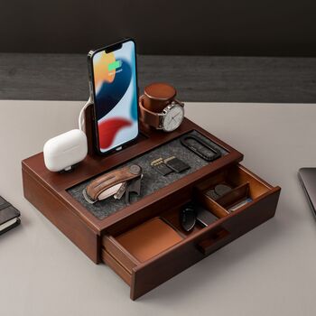 Wooden Phone Stand Christmas Gift For Men Walnut, 6 of 7