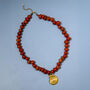 Chestnut Pebble Bead And Spiral Pendant Necklace, thumbnail 2 of 5