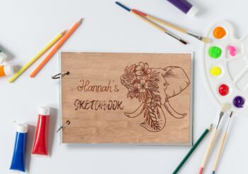 Personalised Wooden Sketchbook Floral Bee, 3 of 9