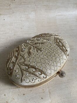 Gold Oval Embroidered Handcrafted Clutch Bag, 5 of 10