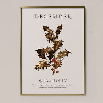 Birth Flower Wall Print 'Holly' For December, 6 of 9