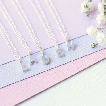 Initial Sterling Silver Letter Personalised Necklace, 3 of 12
