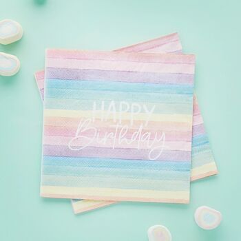 16 Rainbow 'Happy Birthday' Paper Napkins, 3 of 3