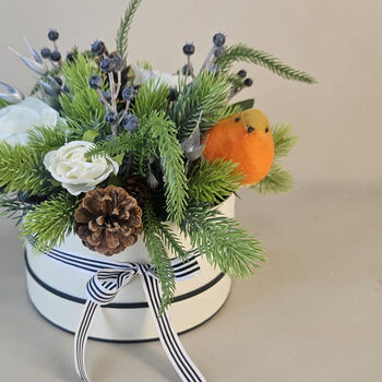'Jolly Robin' Faux Flowers Hat Box, 2 of 2
