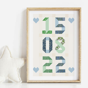 New Baby Birth Date Patchwork Print, 4 of 4