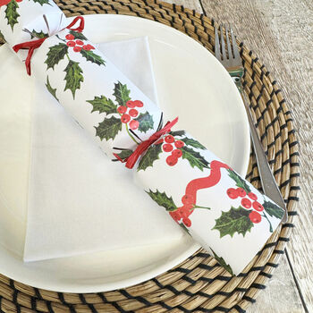 Botanical Holly Christmas Crackers Set Of Six, 3 of 5