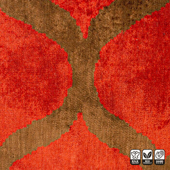 Ethnic Orange And Brown Silk Velvet Pillow Cover 40x40, 4 of 6