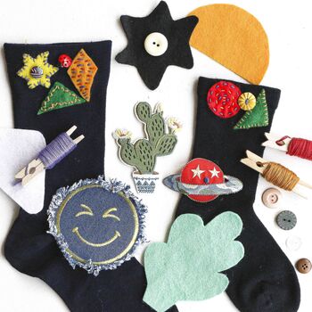 Daddy And Me Twinning Socks Craft, Repair, Upcycle Kit, 2 of 7