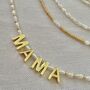 Dainty Pearl 'Mama' Necklace Delicate Gold Name Necklace Authentic Pearls, thumbnail 5 of 5