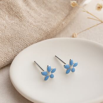 Sterling Silver Forget Me Not Micro Stud Earrings – 4mm, 2 of 6