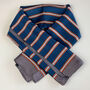 Navy And Orange Geometric Striped Silky Scarf, thumbnail 3 of 4