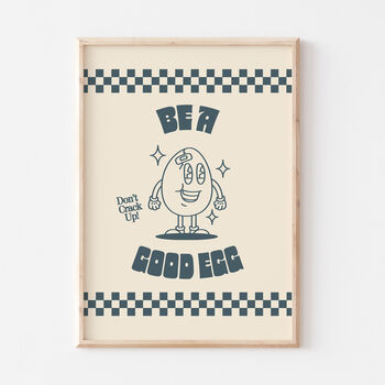 Retro Funny Kitchen Be A Good Egg Checkered Print, 2 of 9