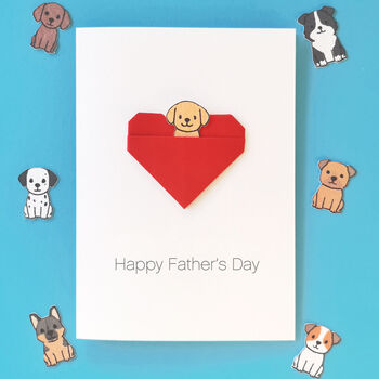 Personalised Dog Father's Day Origami Heart Card, 6 of 6