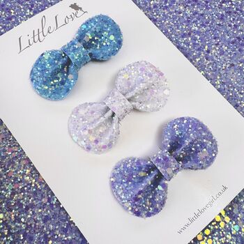 Mini Glitter Bow Hair Clip Set/ Glinda For Good, 3 of 4