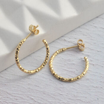 Gold Vermeil Faceted Hoop Earrings, 4 of 7