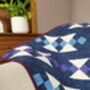Handmade Patchwork Lap Quilt/Throw, Blues And Purples, thumbnail 5 of 11