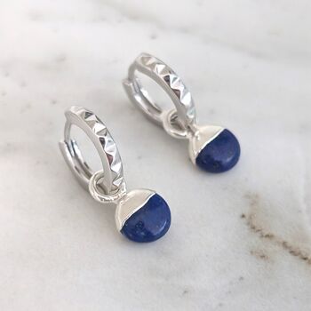 The Orb Lapis Lazuli September Birthstone Earrings, Silver, 3 of 5