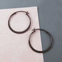 Black Oxidised Silver Textured Hoop Earrings, thumbnail 3 of 6
